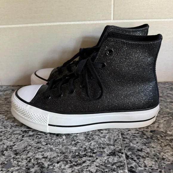 Converse Black Glitter High-Top Sneakers - Picture 2 of 5